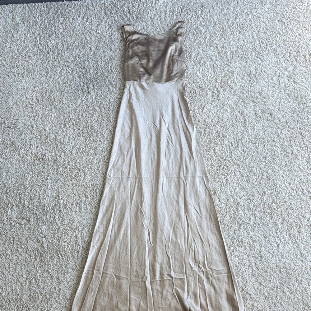 Gold satin bridesmaid dress